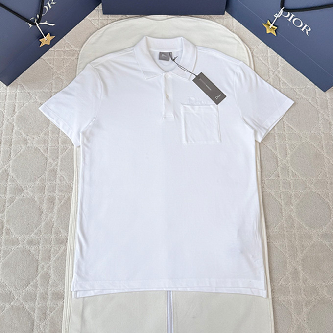 dior cotton pique embroidered short sleeve polo shirt